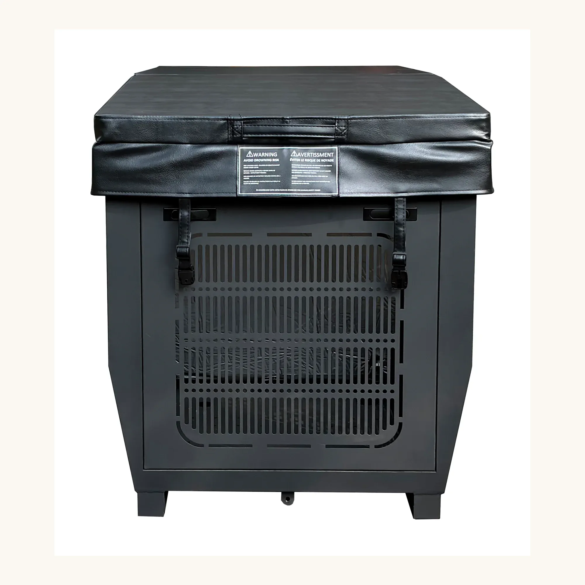 ICEMEND CA-02 commercial cold plunge rear detail with ventilation and service-access structure.