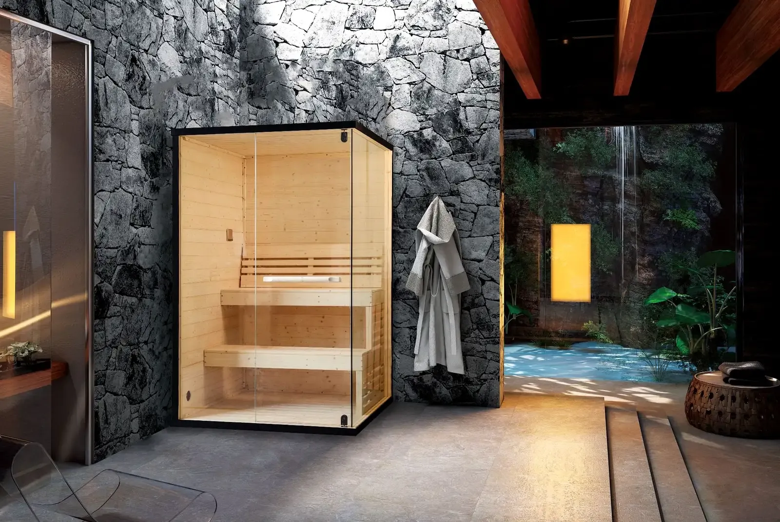 ICEMEND IIS-02 indoor sauna detail visual for hotel and spa quote request discussion.